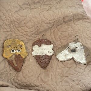 Handcrafted Clay Ornaments Set! Turkey, I’ve Cream Cone and Puppy!